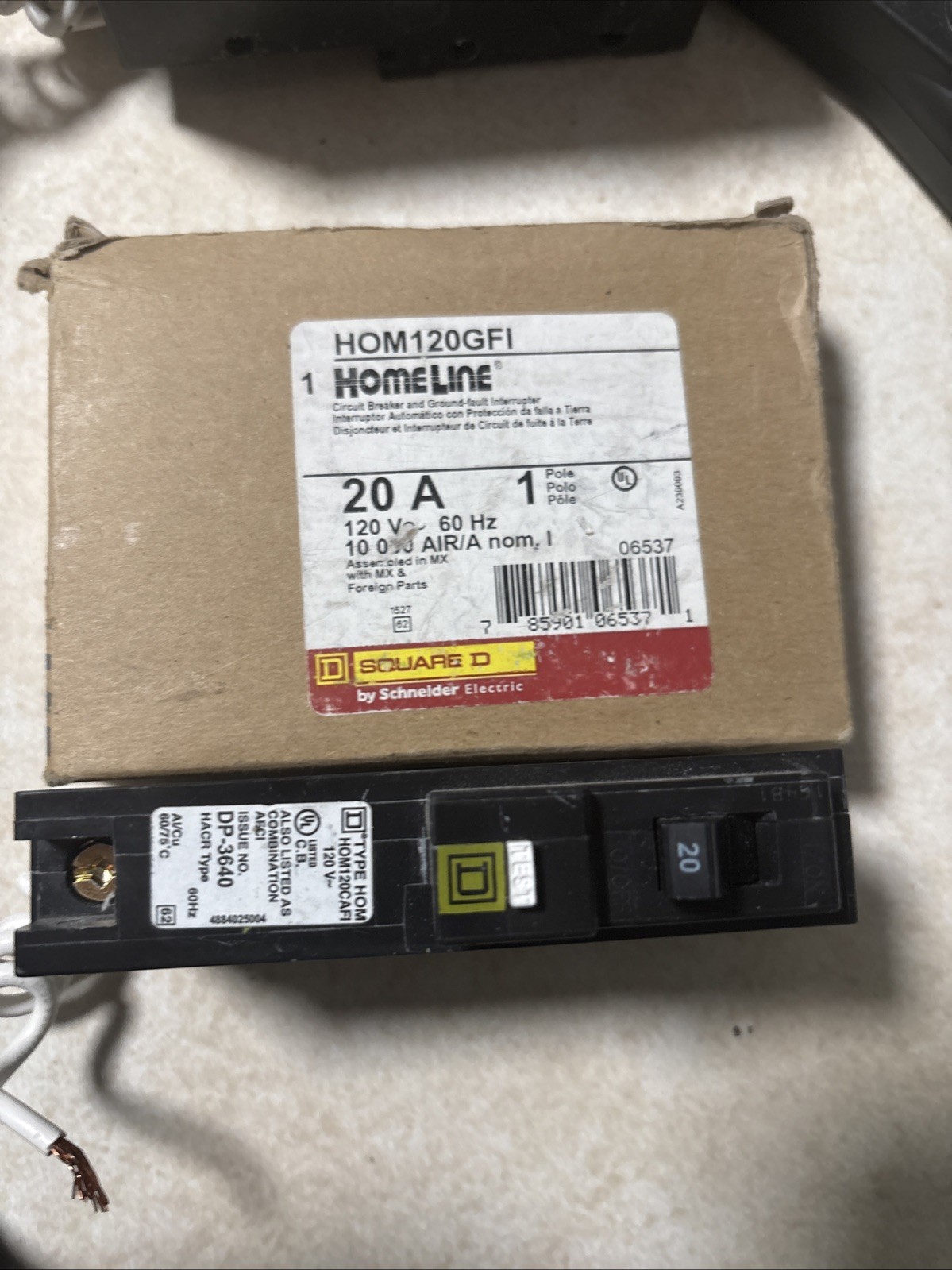 Square D HOM120GFI 20 Amp Circuit Breaker