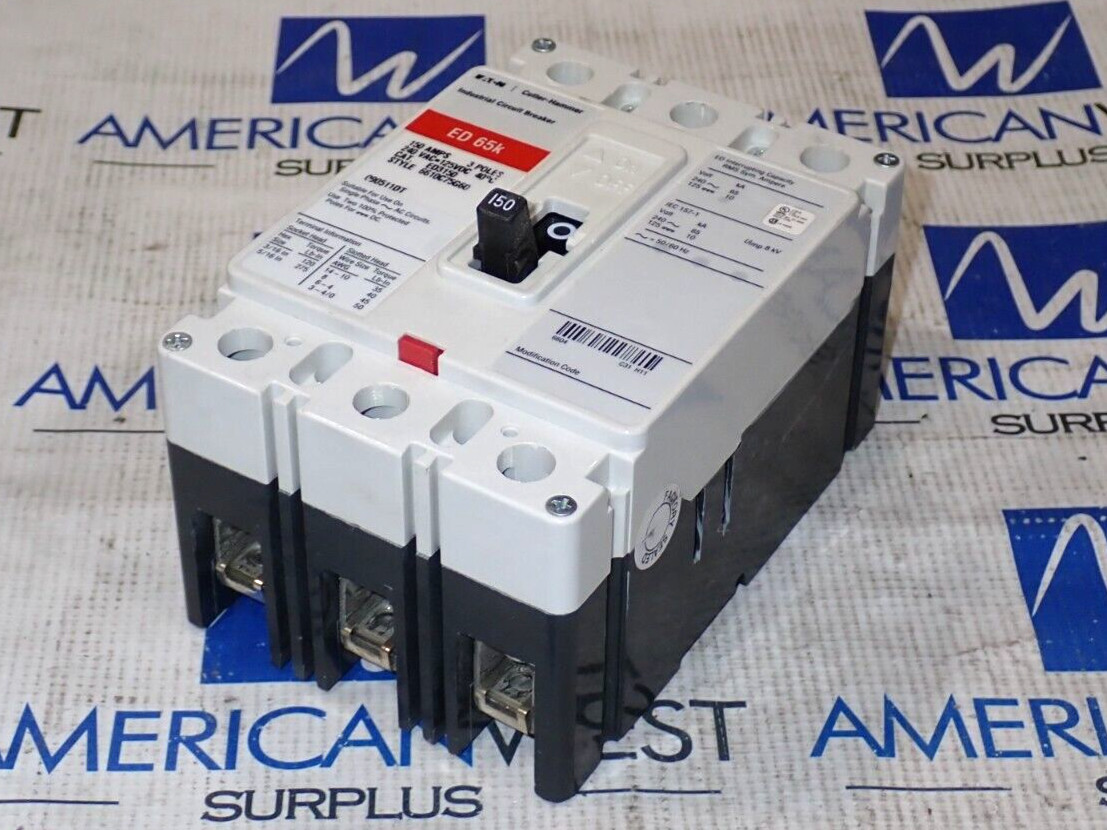 Eaton Cutler Hammer ED3150 3 Pole 150 Amp 240 Volt 65kA Circuit Breaker Tested