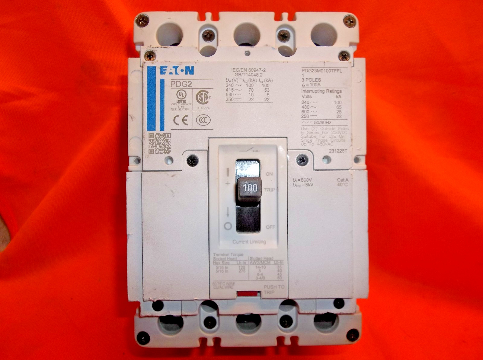 EATON PDG23M0100TFFL circuit breaker 1106C6