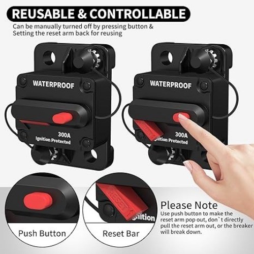 300 Amp Circuit Breaker, 12V Circuit Breaker DC 300A Circuit Model: CB-03-300A