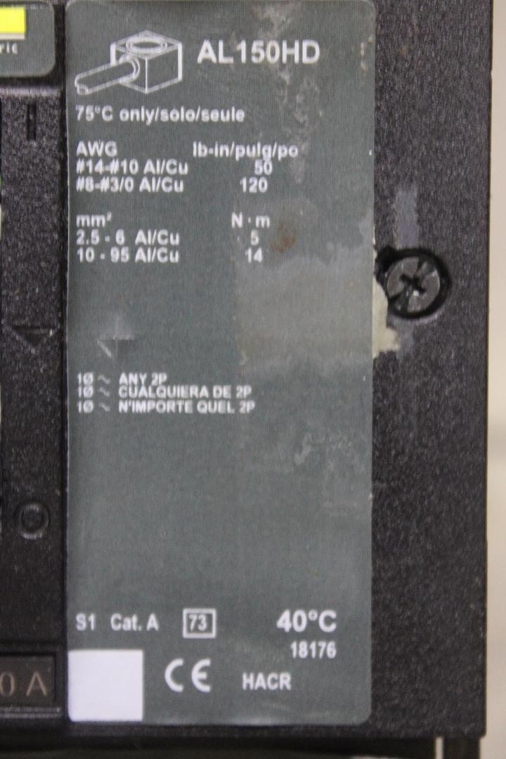 SQUARE D POWERPACT I-LINE CIRCUIT BREAKER HJA36100 100 AMP 600 VAC 3-POLE