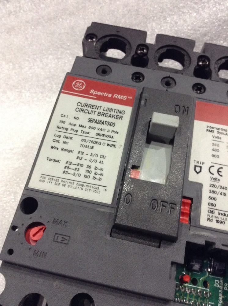 SEPA36AT0100 GENERAL ELECTRIC CIRCUIT BREAKER 3 POLE 600V RATING 100 (2 YR WTY)
