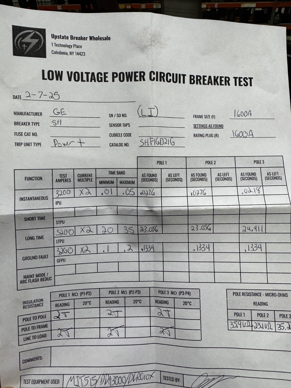 GE Power Break II SHF SHF16D216 3 Pole 1600 Amp 600v Circuit Breaker D216LIT2 LI