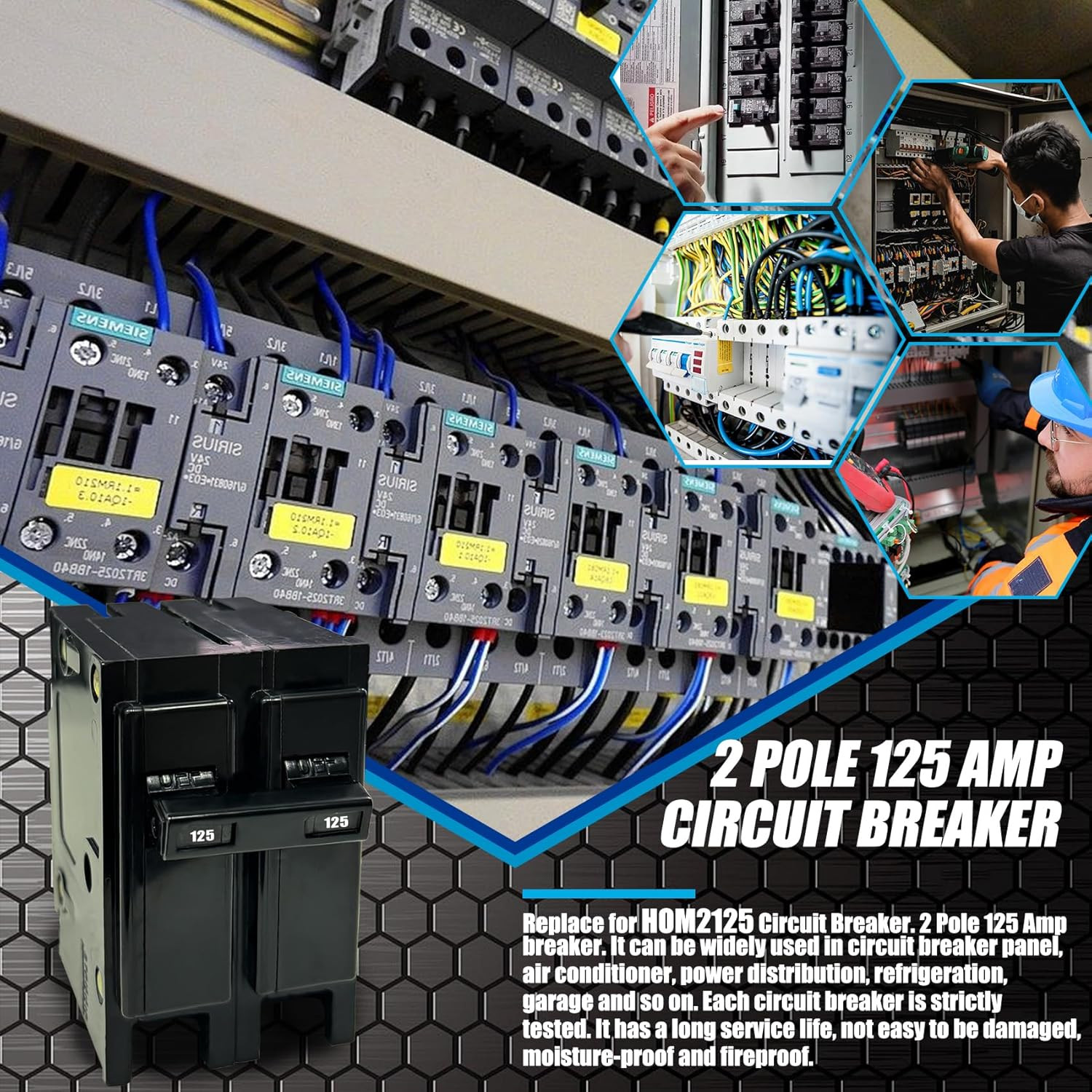 125 Amp Circuit Breaker 2 Pole,Replace for HOM2125 Breaker,Compatible with Most
