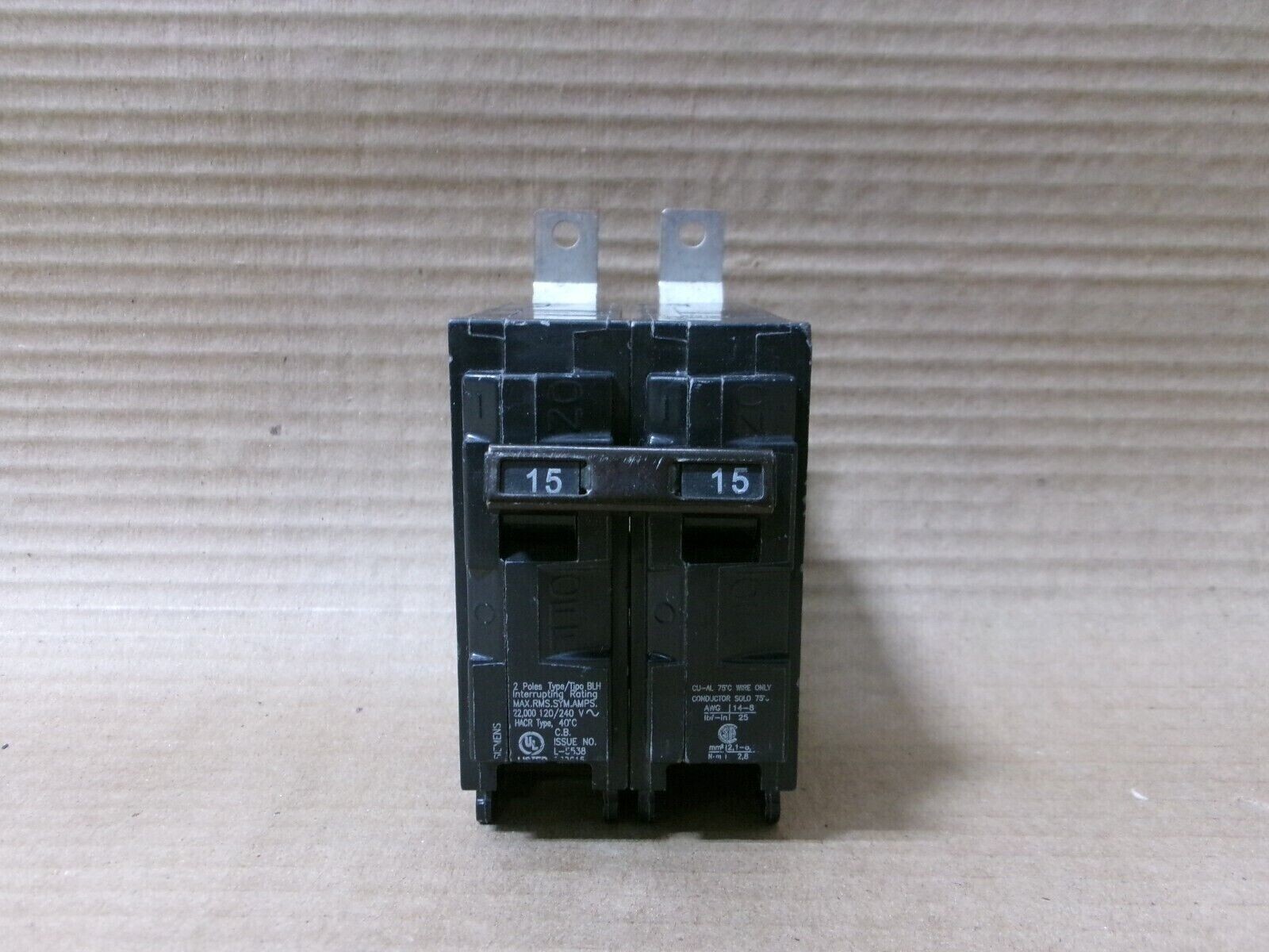 NEW ITE Siemens BL BLH B215H 2 Pole 15 Amp 240V Circuit Breaker NTO