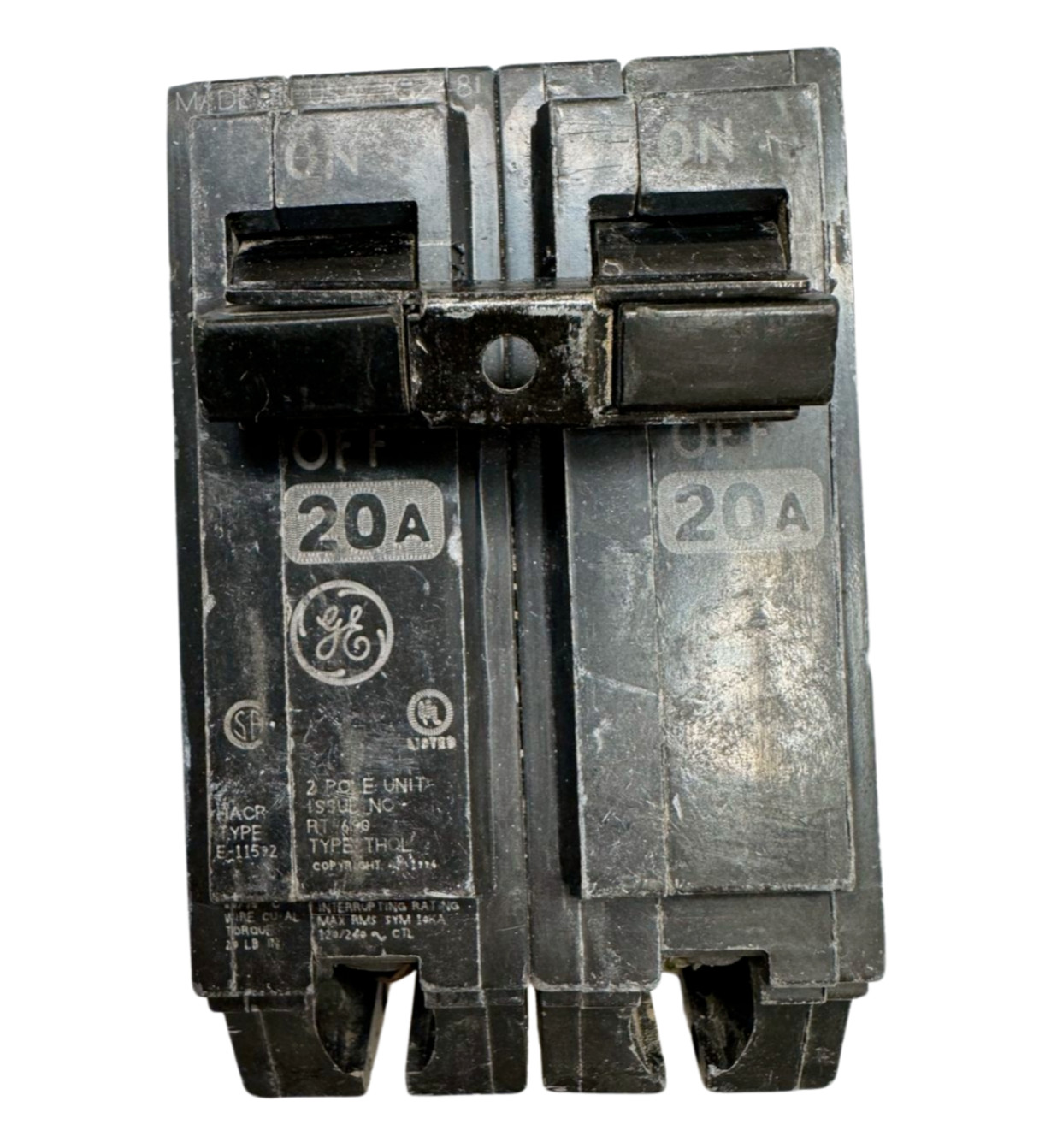 General Electric THQL2120 Circuit Breaker 2-P, 20A, 120/240V, Type THQL