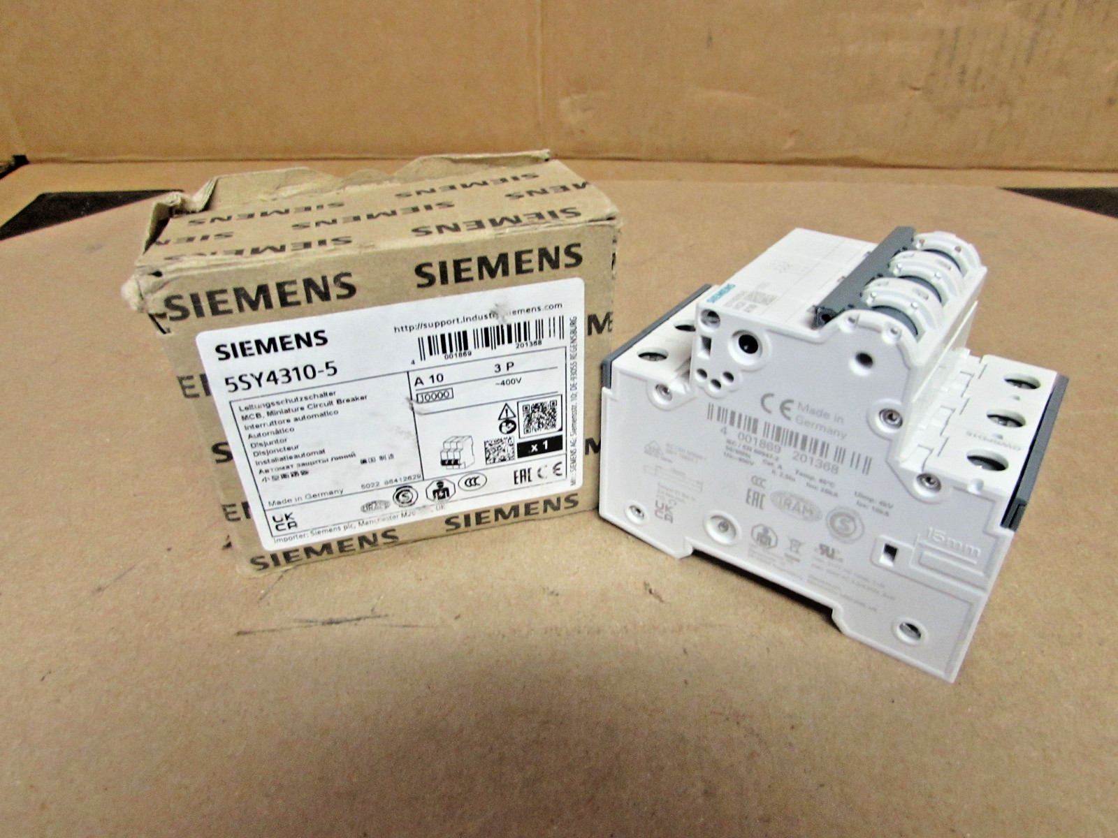 SIEMENS 5SY4310-5 10 Amp, 400V 3-POLE Mini Breaker ( NEW – OPEN BOX )
