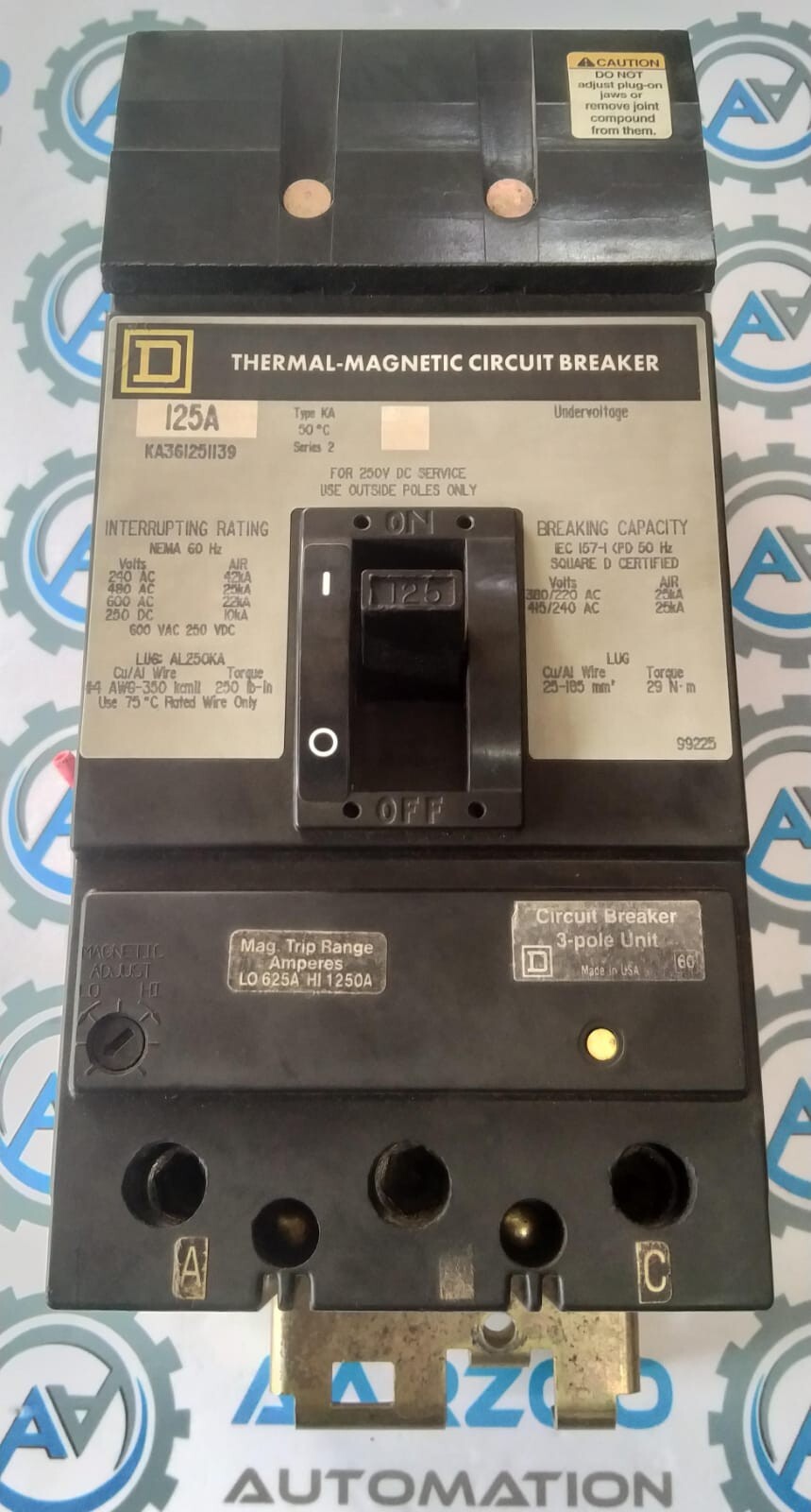 Square D KA-36125 125 A Thermal Magentic Circuit Breaker KA36125
