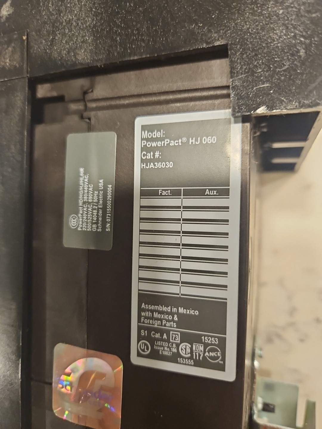 Square D PowerPact HJA36030 3 Pole 30 Amp I-Line Circuit Breaker. LOTO Clasp