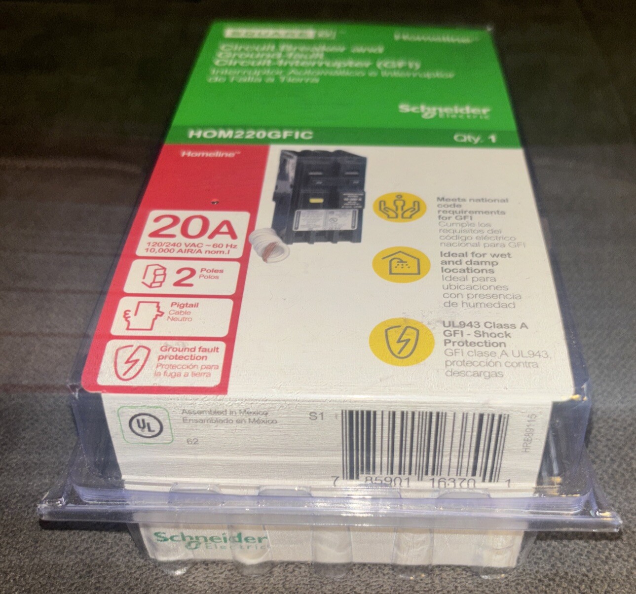 Square D Homeline 20-Amp 2-Pole GFCI Circuit Breaker 🔌Model#{HOM220GFIC}
