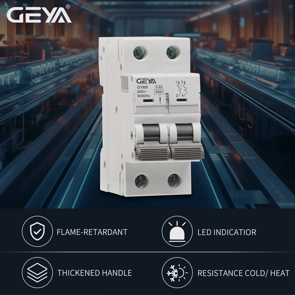 GEYA ACMCB 6kA Circuit Breaker 2P 6/10/16/25/32/40/50/63/80/100/125A Safe Switch