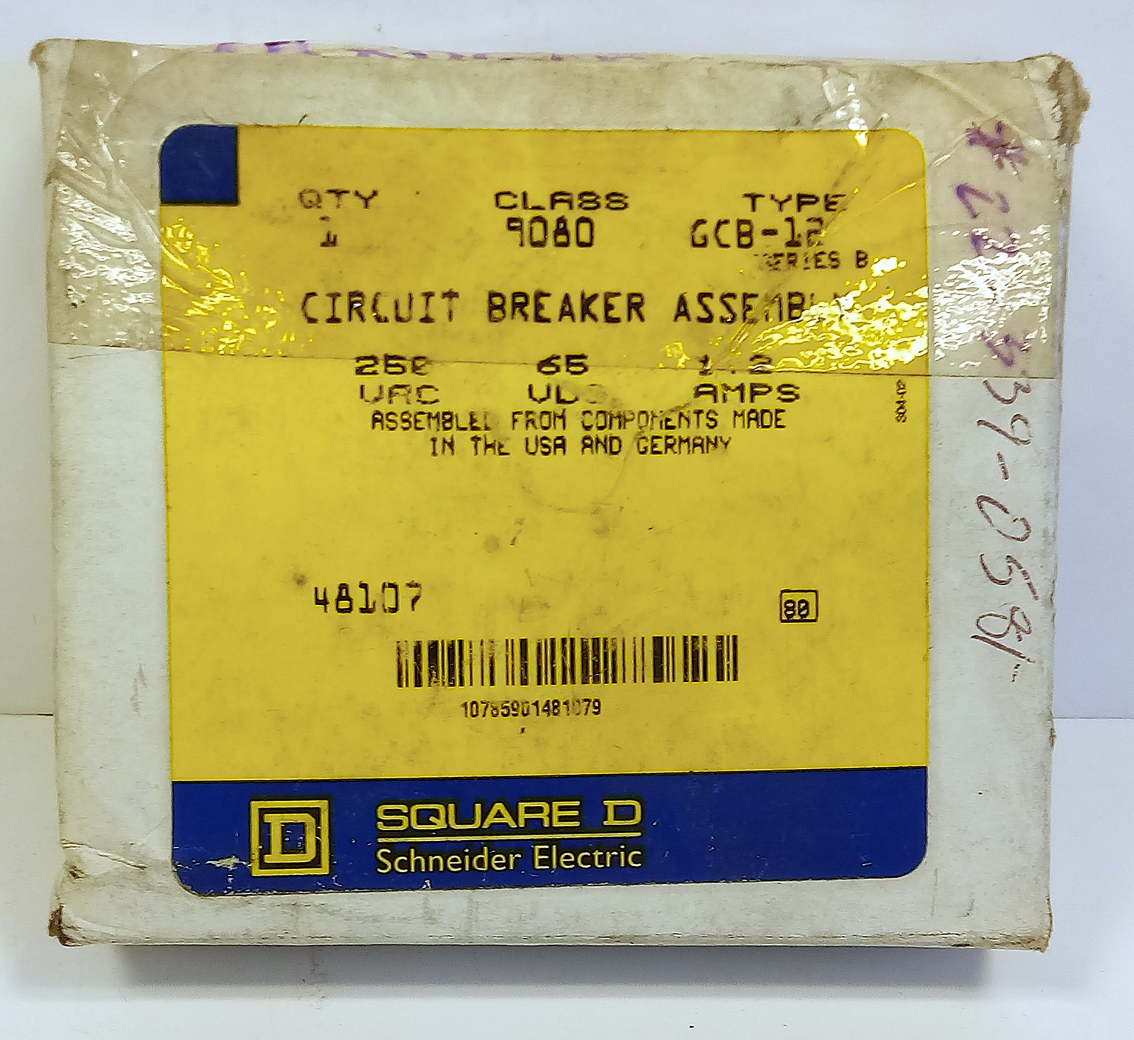 Square D 9080-GCB-12 250VAC/65VDC 1.2 A Circuit Breaker