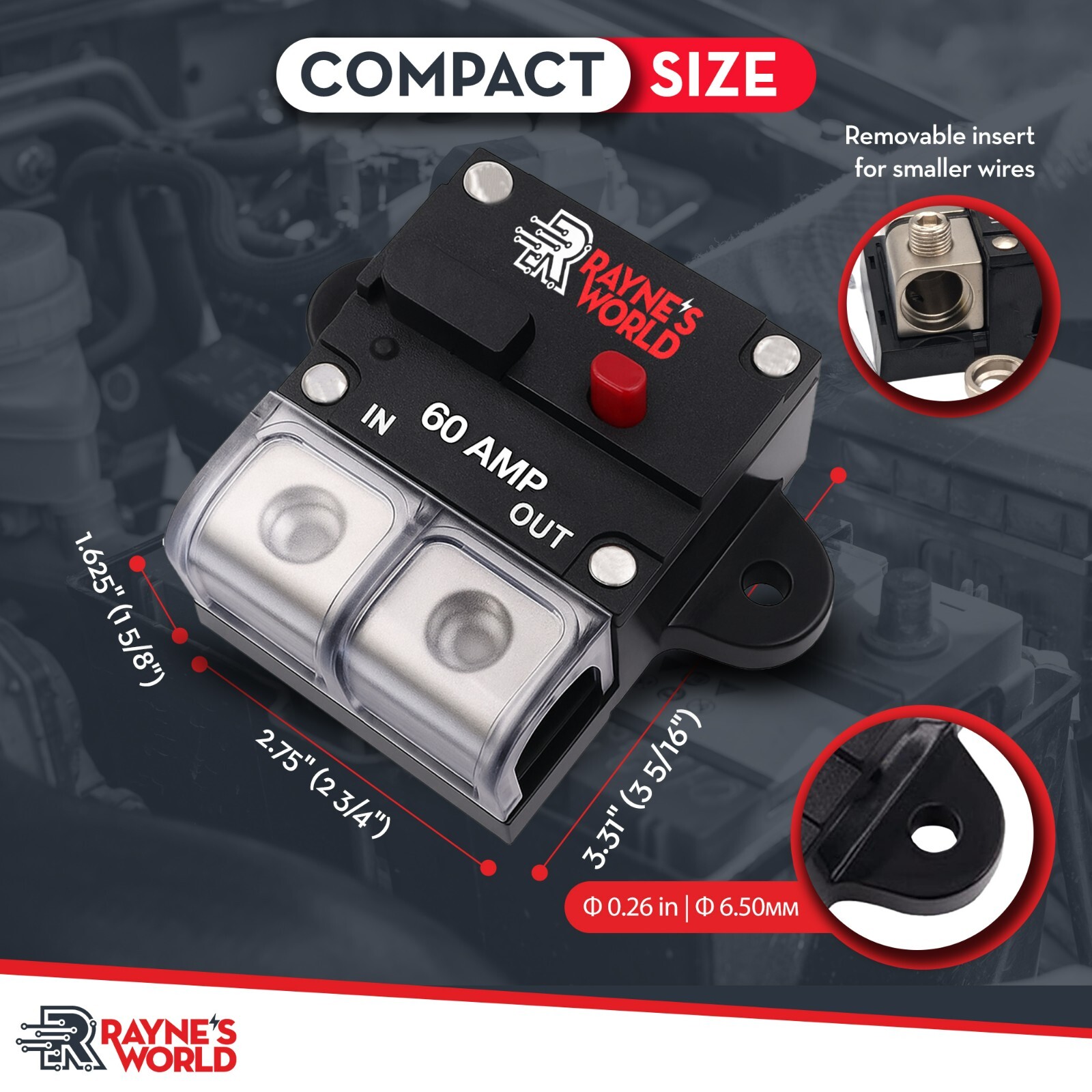 60 Amp 12-48V DC Inline Circuit Breaker with Dust Cover Car/Audio/Boat/Solar