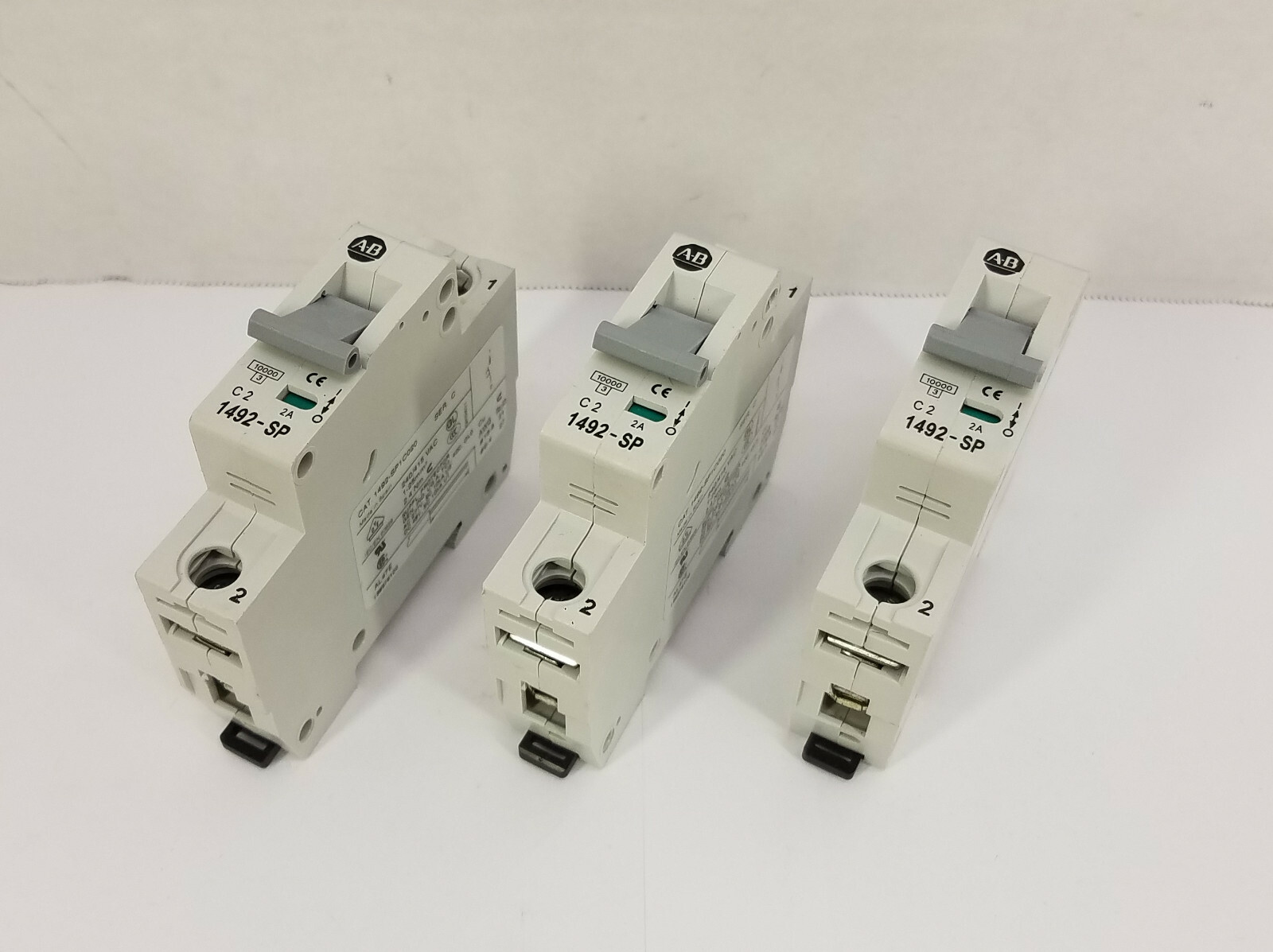 (Lot of 3) Allen Bradley 1492-SP1C020 Ser. C (2 Amp) Miniature Circuit Breakers