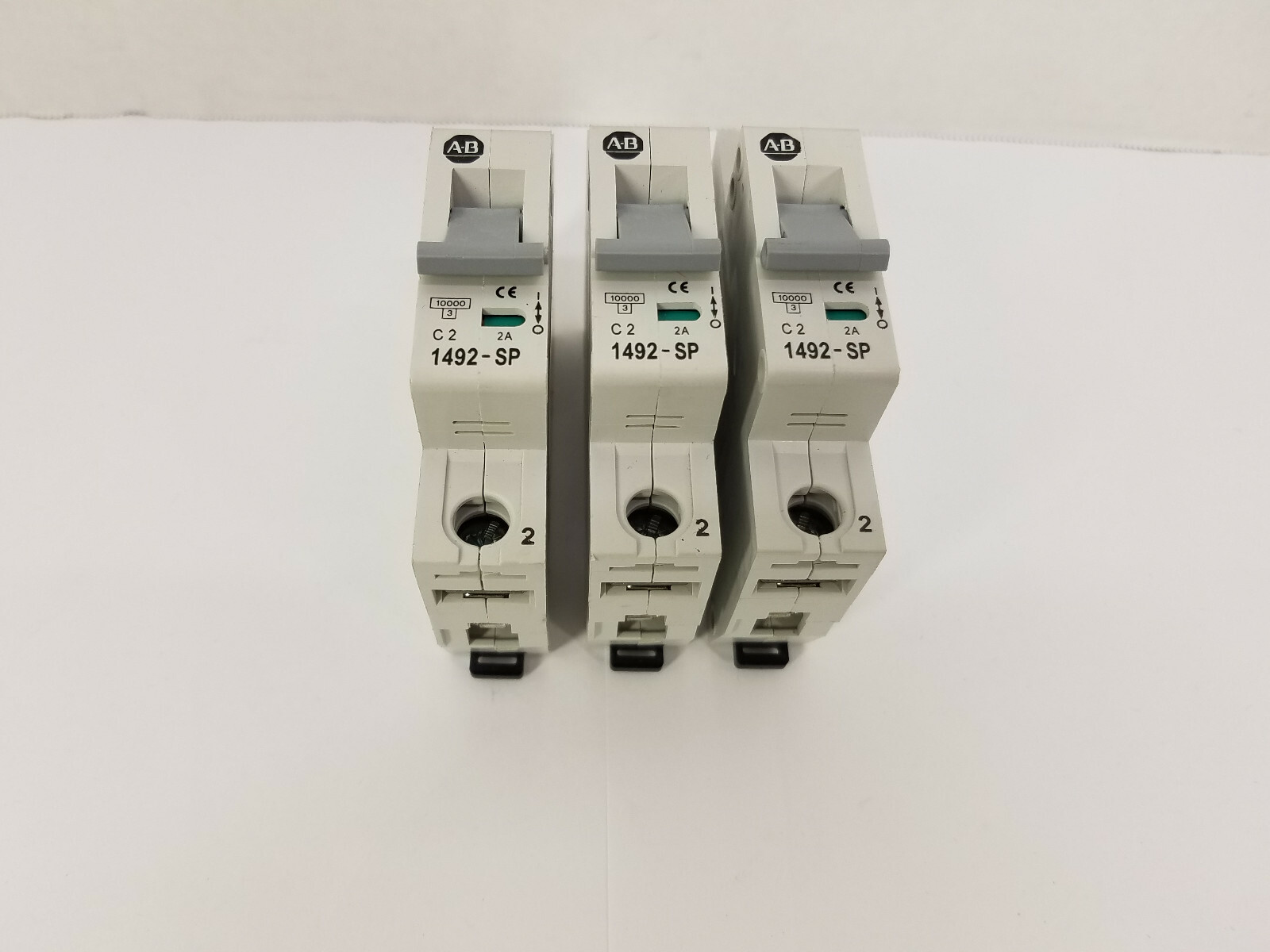 (Lot of 3) Allen Bradley 1492-SP1C020 Ser. C (2 Amp) Miniature Circuit Breakers