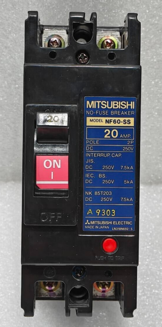 MITSUBISHI NF60-SS 2-POLE NO-FUSE CIRCUIT BREAKER 20A 250V NEW FAST SHIPPING