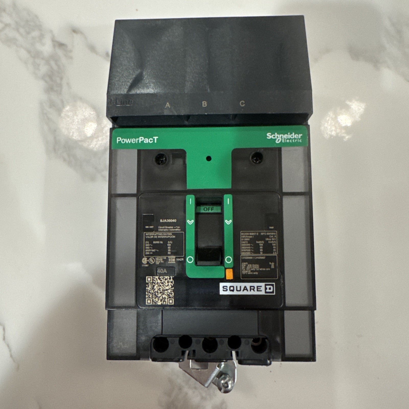 SQUARE D BJA36040 40A 600V 3 POLE I-LINE CIRCUIT BREAKER – New