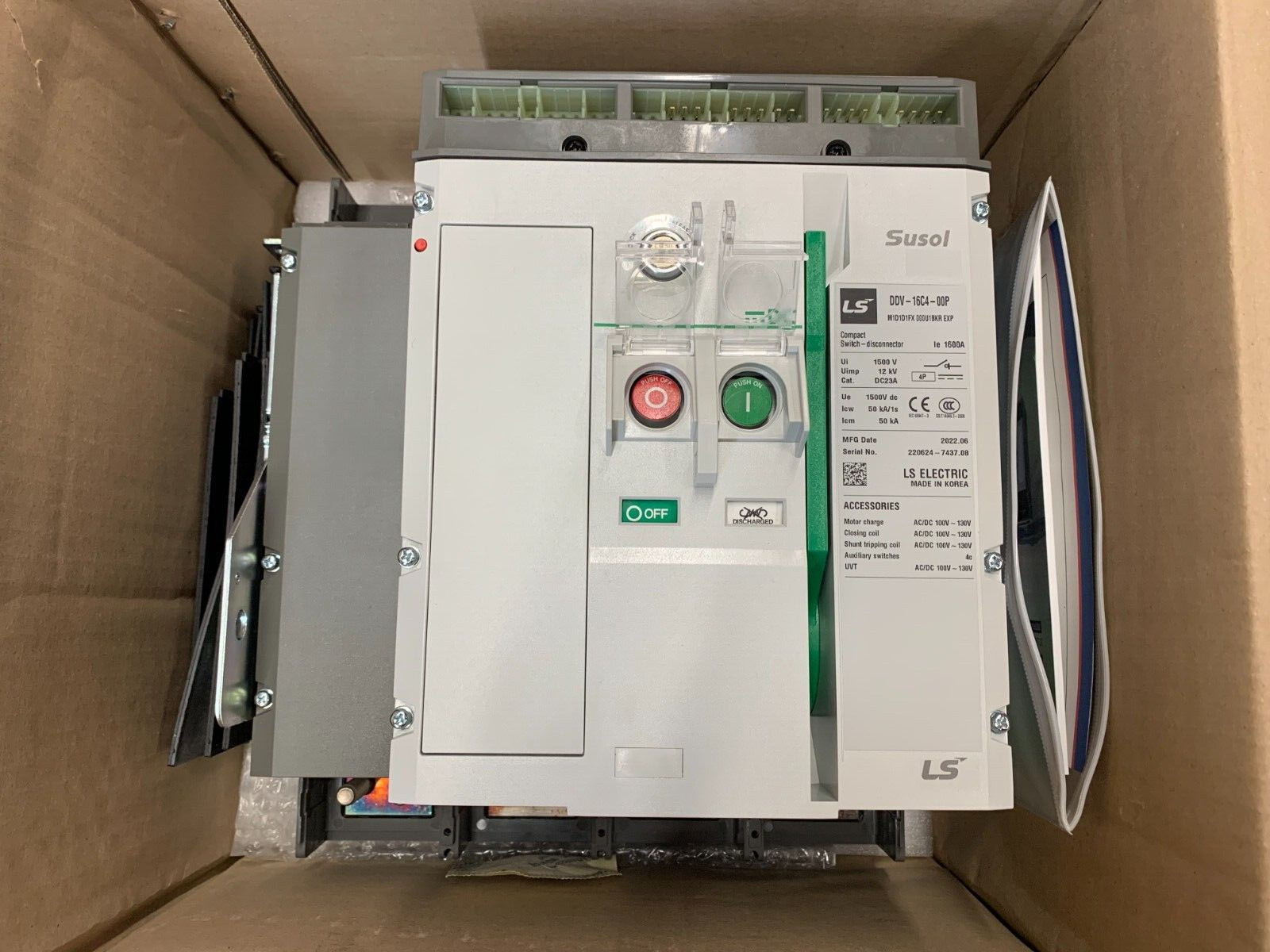 LS Electric Susol DDV-16C4-00P M1D1D1FX 000U1BKR PE Air Circuit Breaker 1500VDC