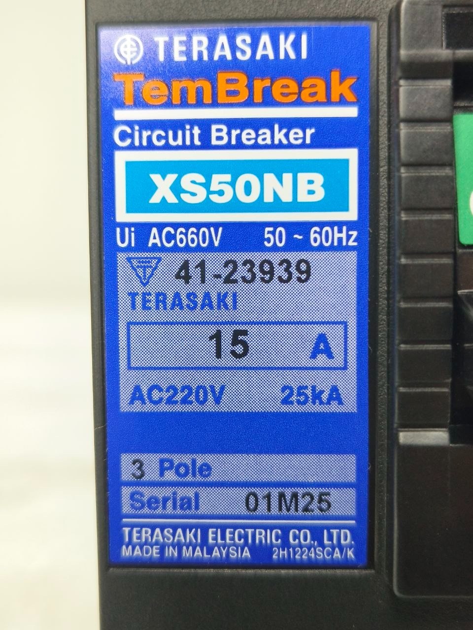 NEW🆕 TERASAKI TEMBREAK XS50NB 15A CIRCUIT BREAKER | 3 POLE 15 AMP MCCB FREESHIP
