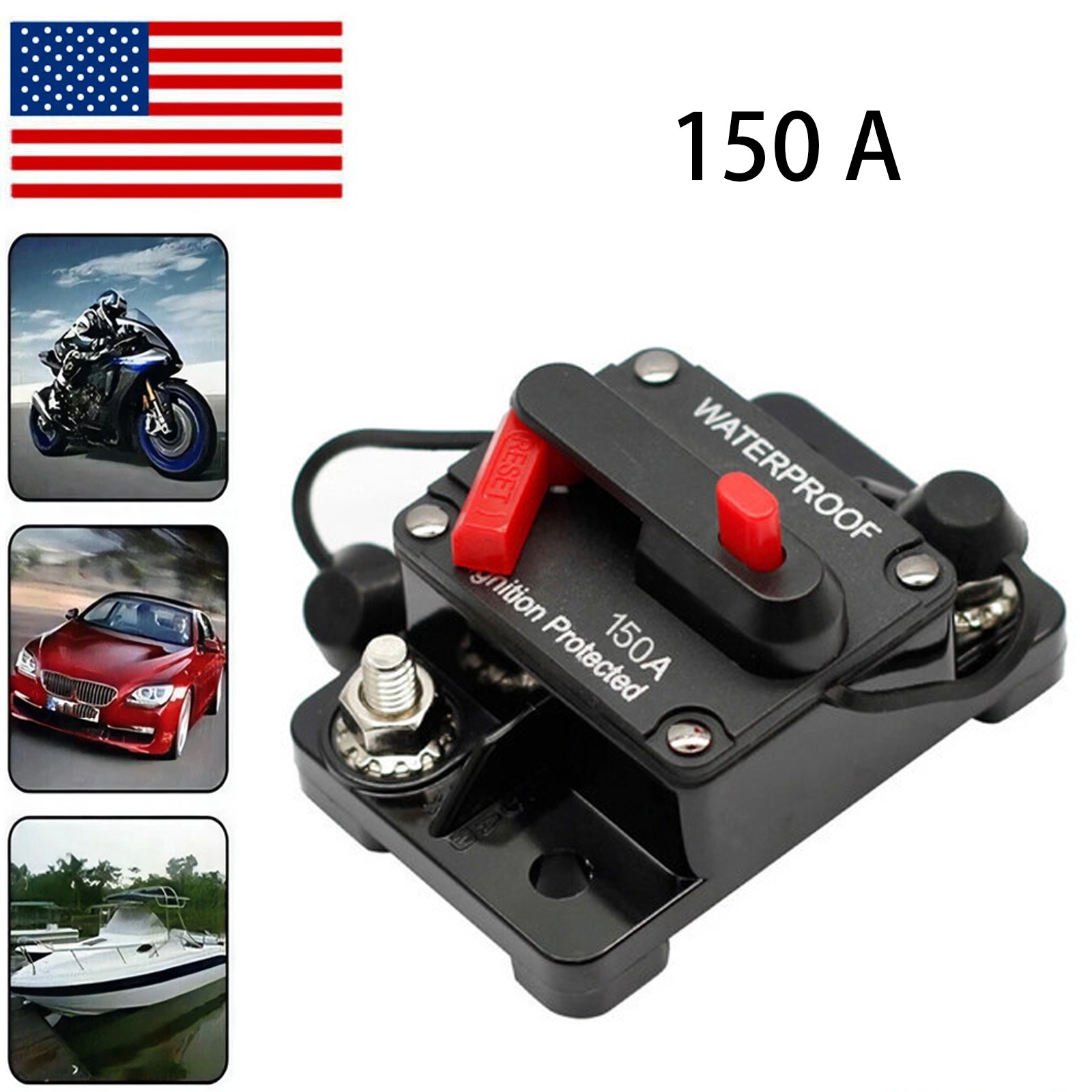 150Amp Circuit Breaker Audio Fuse 12V-48V DC Car Boat Manual Reset Switch
