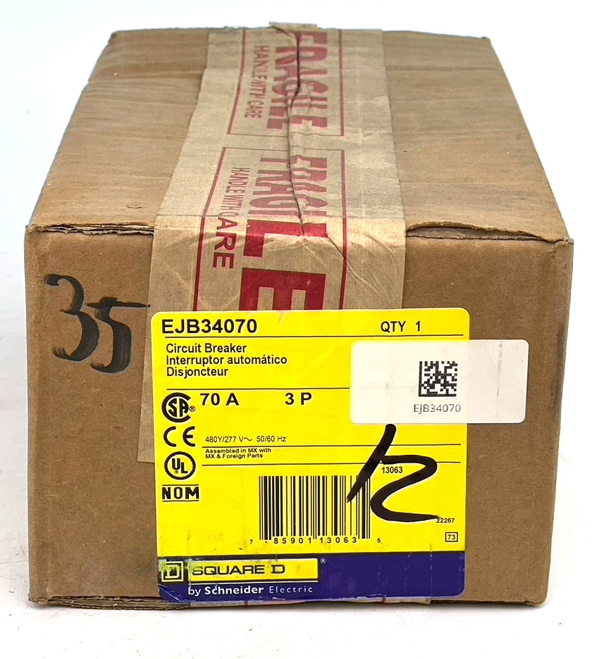 Square D EJB34070 70 Amp 3 Pole Circuit Breaker 480Y/277V 3P 70A — NIB Sealed
