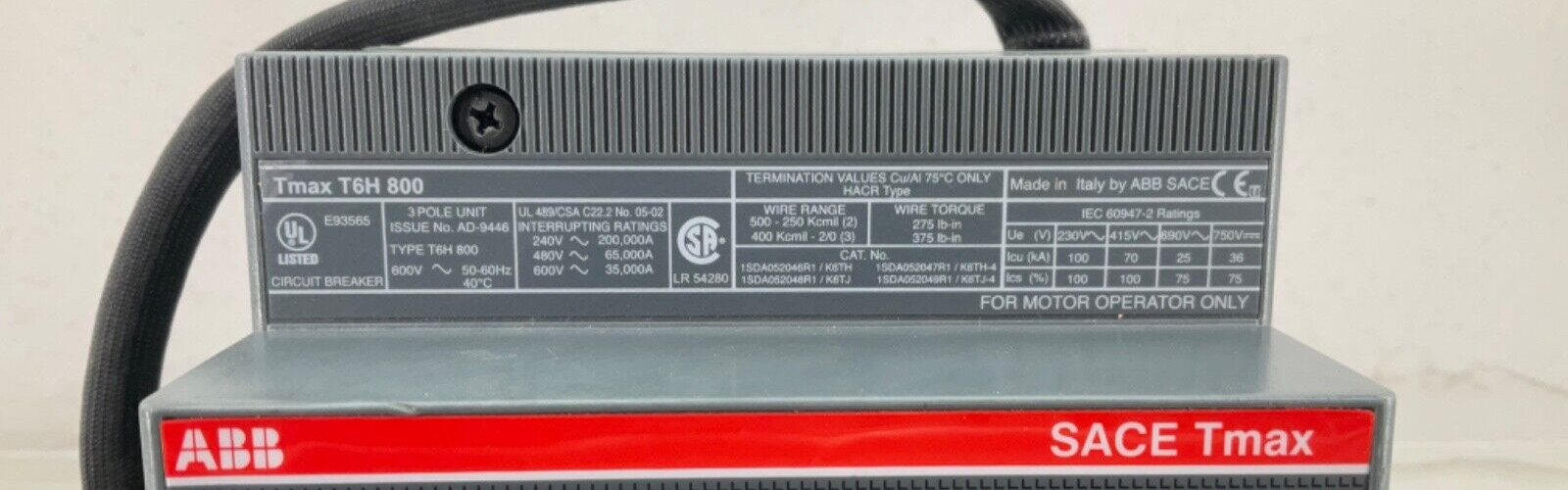 NEW ABB TMAX KT6M4 MOTOR OPERATOR 110…125V 50/60Hz FOR T6 BREAKERS