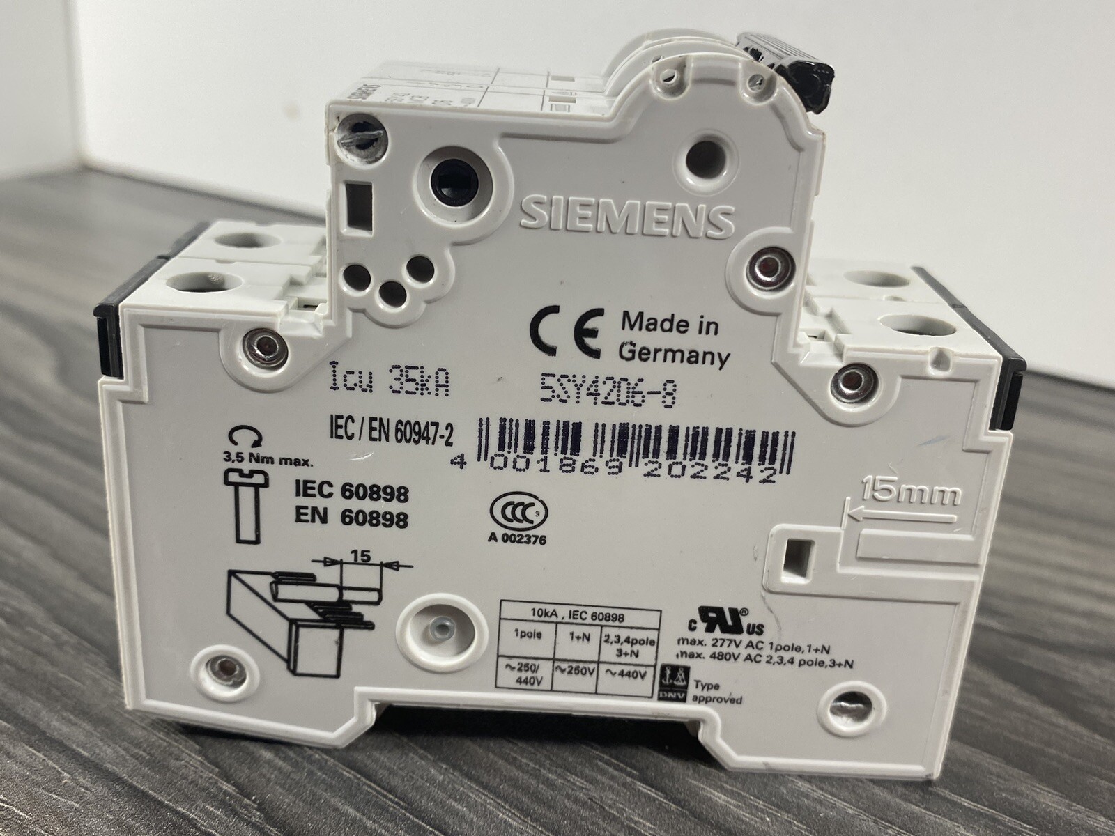 Siemens 5SY4206-8 Miniature Circuit Breaker 2 Pole 6A 400V – USA