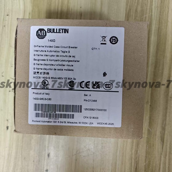 Allen‑Bradley 140G‑G6C3‑C80 Factory Sealed 125A Frame Circuit Protection Switch