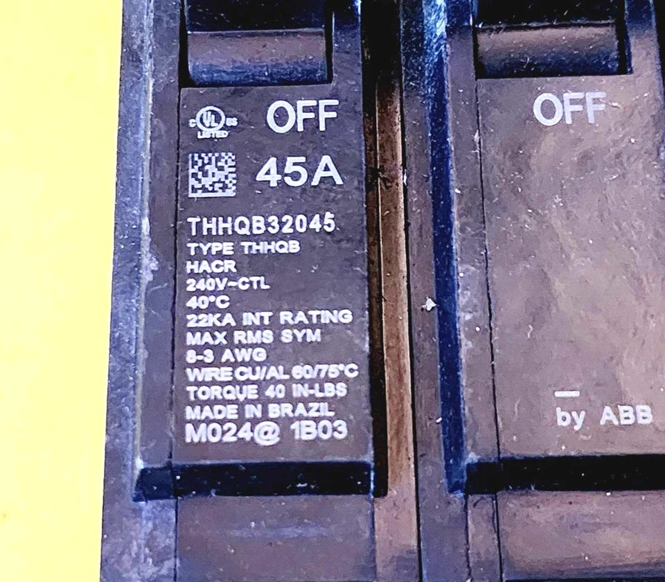⚡GENERAL ELECTRIC GE BY ABB THHQB32045 45AMP 3POLE 120/240 VAC CIRCUIT BREAKER⚡