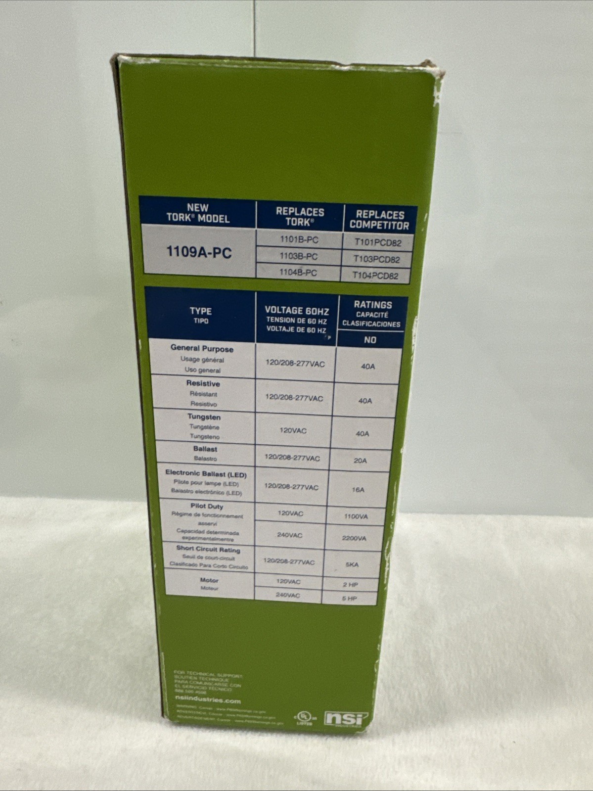 TORK Indoor Outdoor Time Switch 24 Hr Multi Voltage 120/208-277V Model 1109A-PC