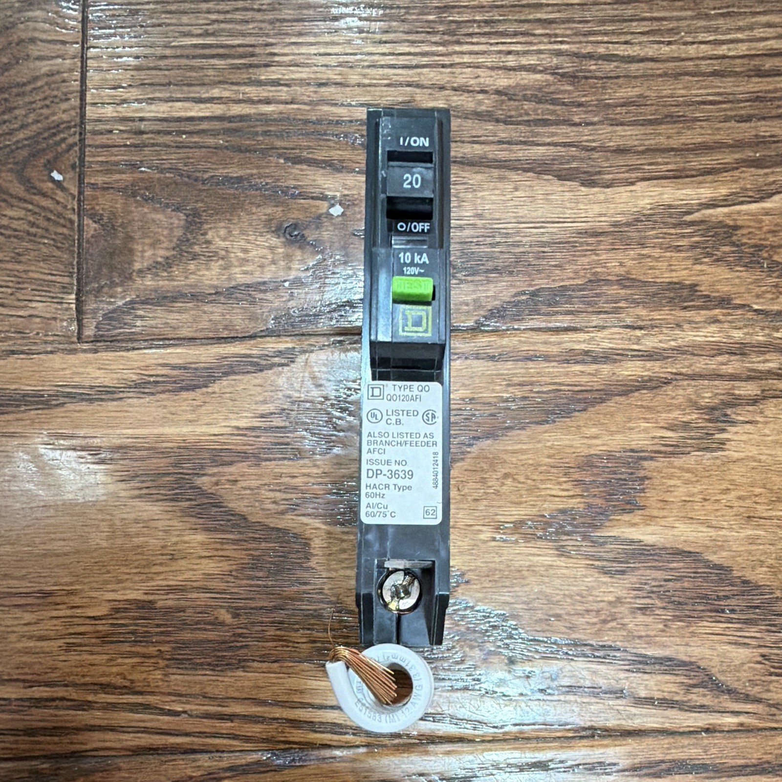 Square D by Schneider Electric QO120AFI 20A 1-Pole 120V AFCI Breaker