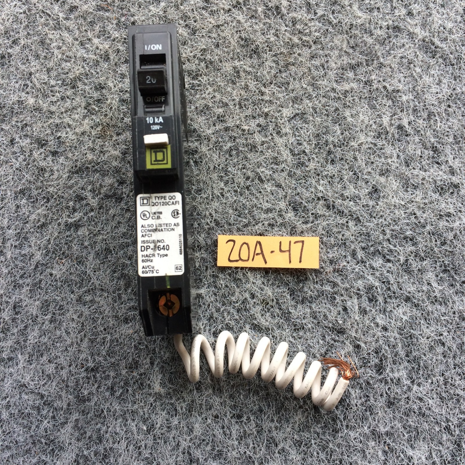 Square D QO120CAFI 20 Amp 1 Pole 120V Plug In Arc Fault CAFI Combination Breaker