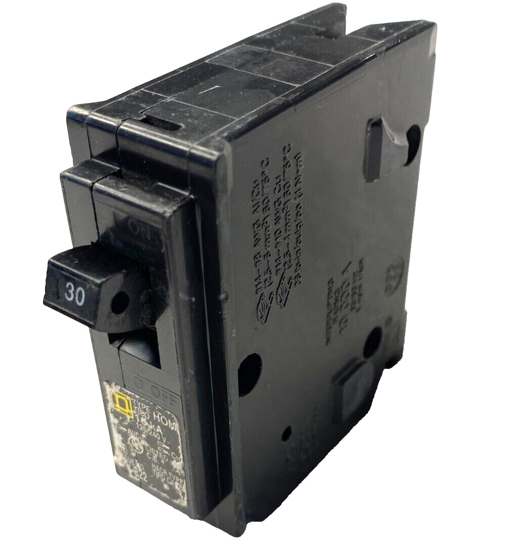 30A Square D Circuit Breaker 30 Amp 1-Pole HOM130 10ka 120/240 HACR Type