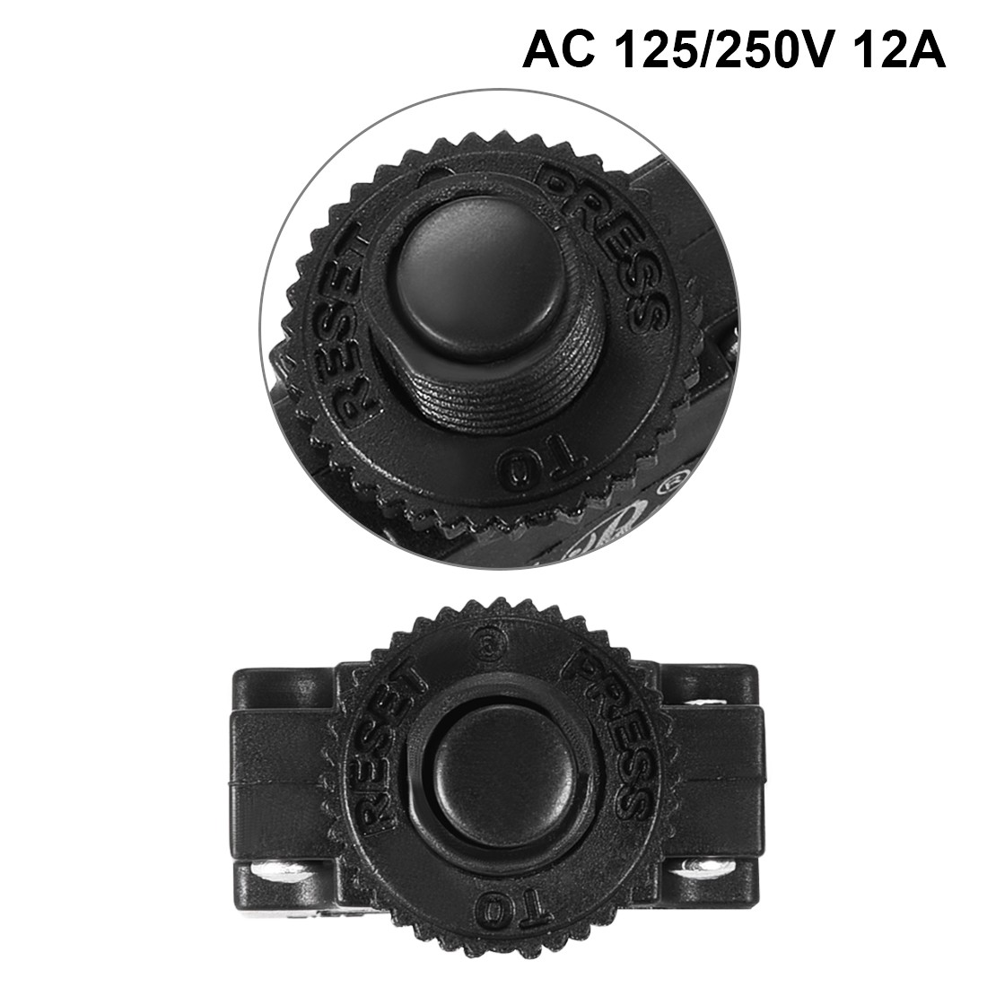 2Pcs AC125/250V 12A Thermal Overload Protector Push Button Reset Circuit Breaker