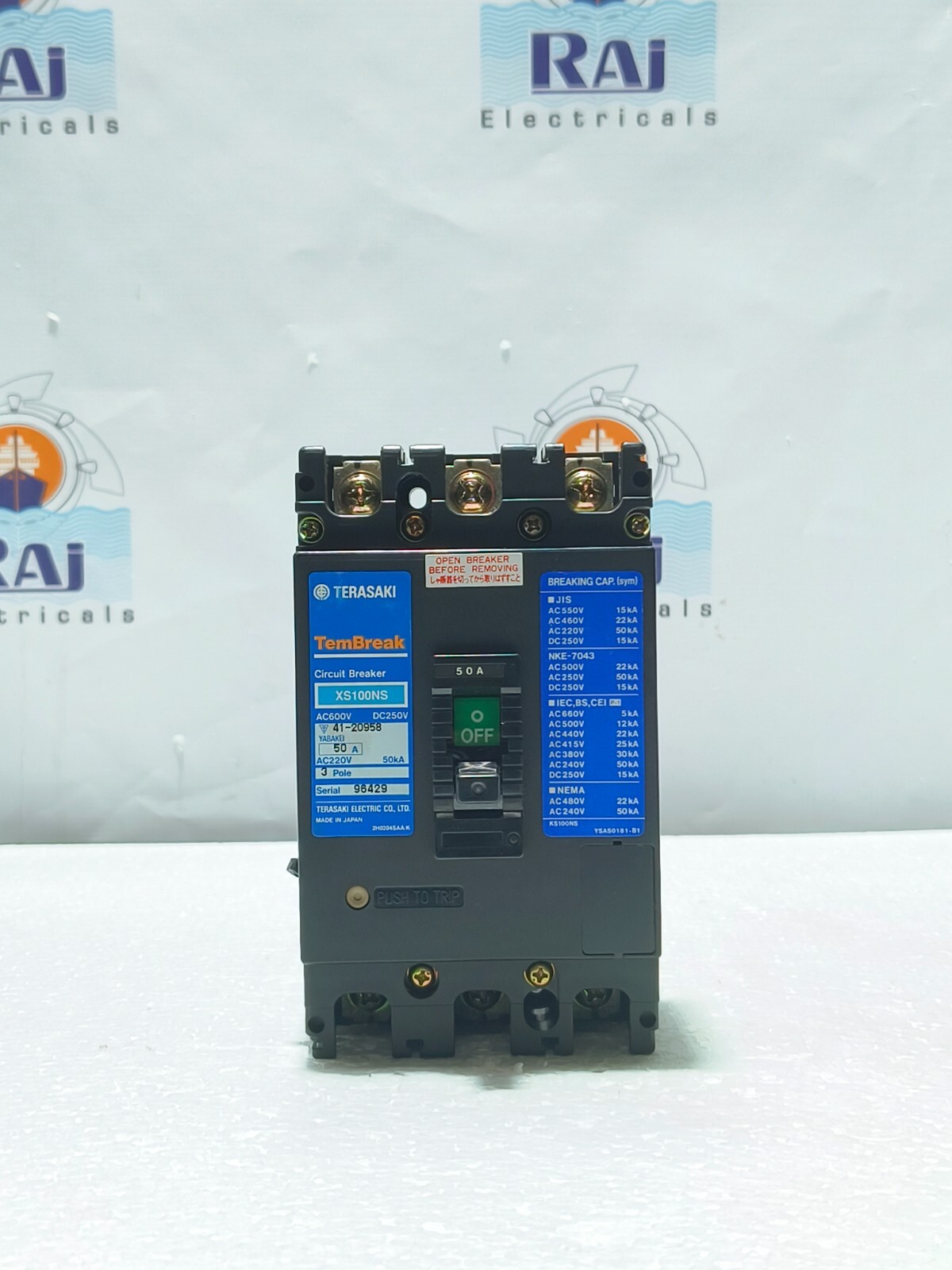 TERASAKI XS100NS, 50 A, CIRCUIT BREAKER AC200-480V MCCB 3P (Free Shipping)