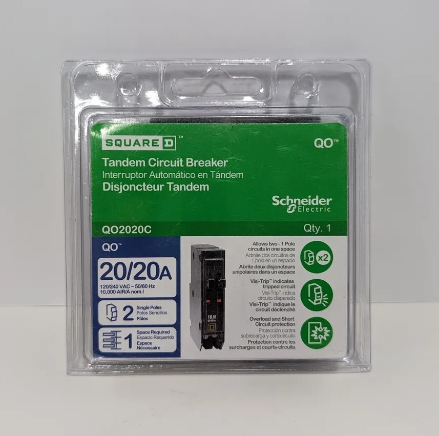 QO2020C 2-20 Amp Single-Pole Tandem Circuit Breaker *No Hook* **FREE SHIPPING**