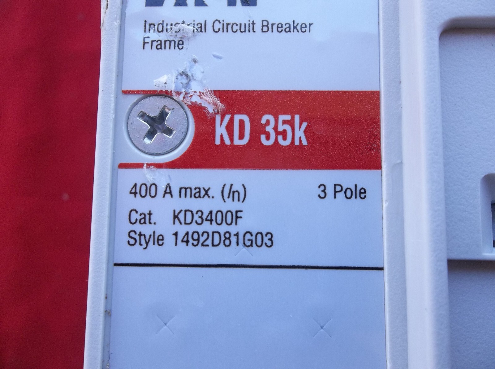 EATON KD3400F circuit breaker 9 20 12