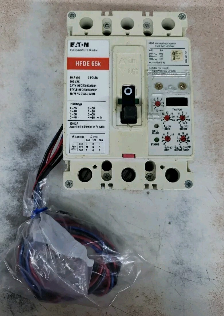 Eaton HFDE308036C01 Molded Case Circuit Breaker 80 Amp