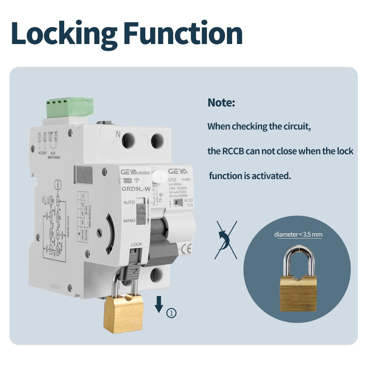 GEYA WIFI Tuya Controller Smart ELCB RCCB RCD AC Type 2P AC230V 40/63A 30/300mA