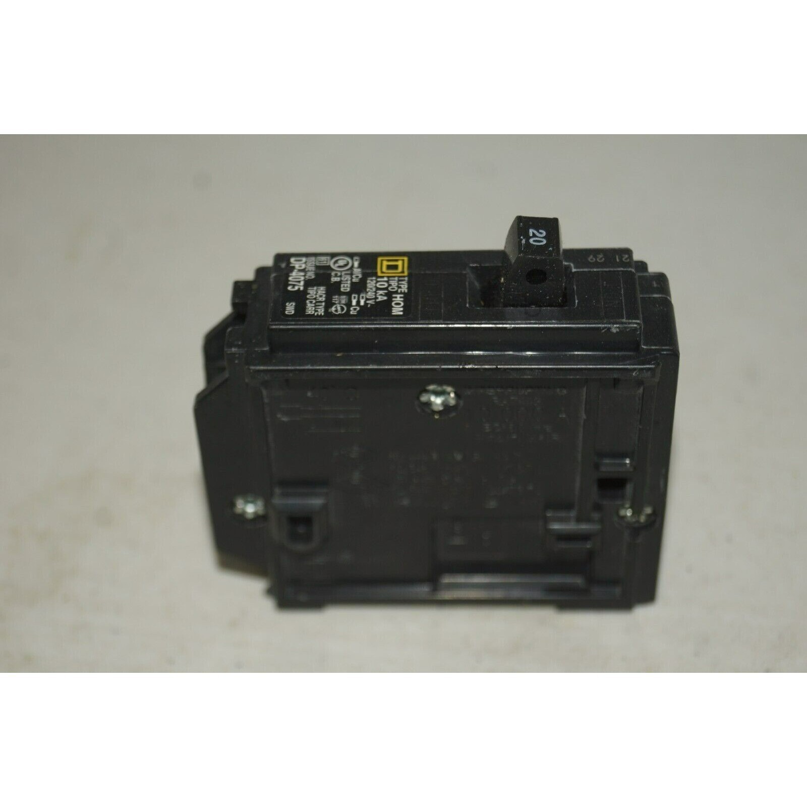 Square D HOM120 Circuit Breaker, 20A, 120/240V, 1P, USED
