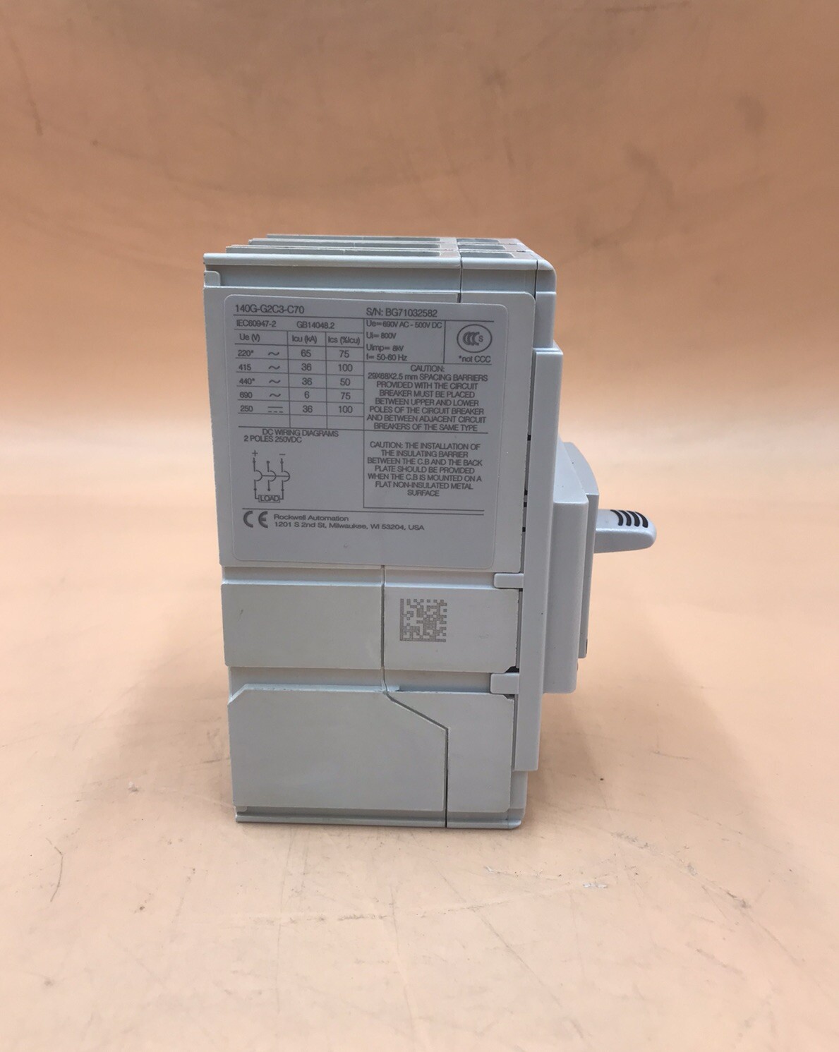 HOUSTON STOCK NEW AB 140G-G2C3-C70 TYPE 140G 70 AMP 600V FREE 2 DAY AIR BUY NOW