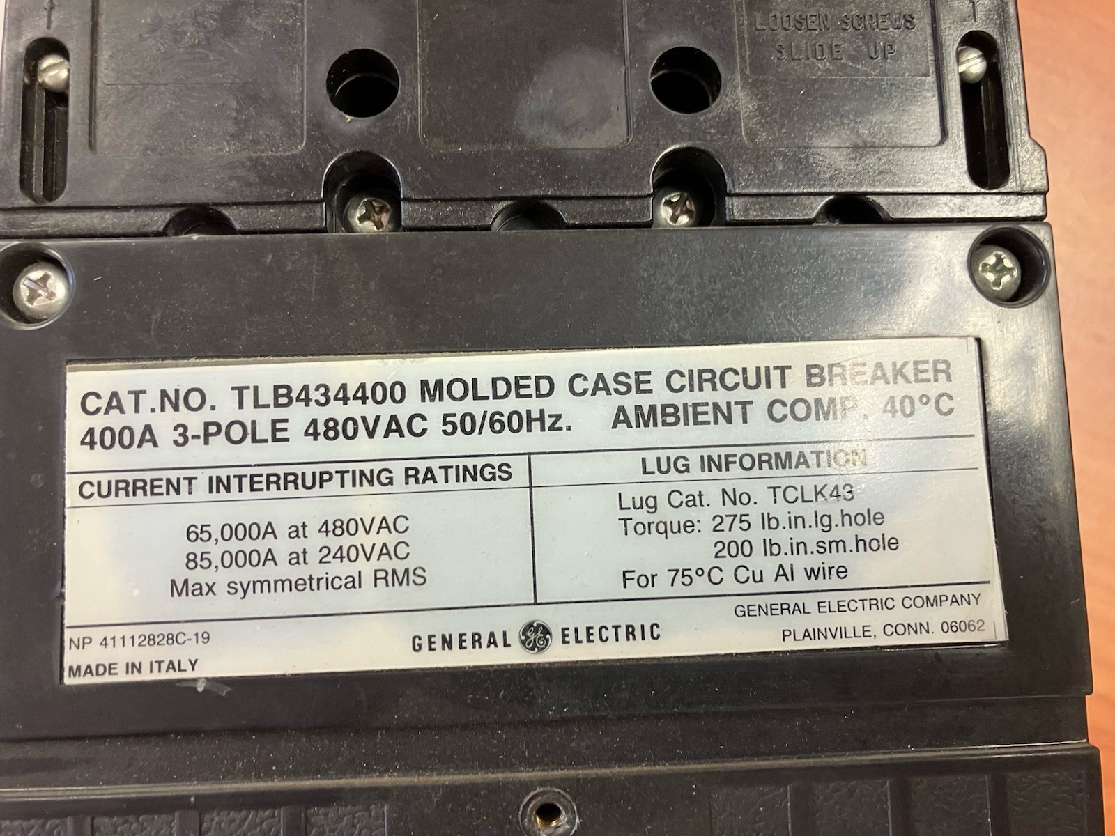 GE Circuit Breaker TLB434400 3-Pole 400A 480VAC 50/60Hz FREE SHIPPING