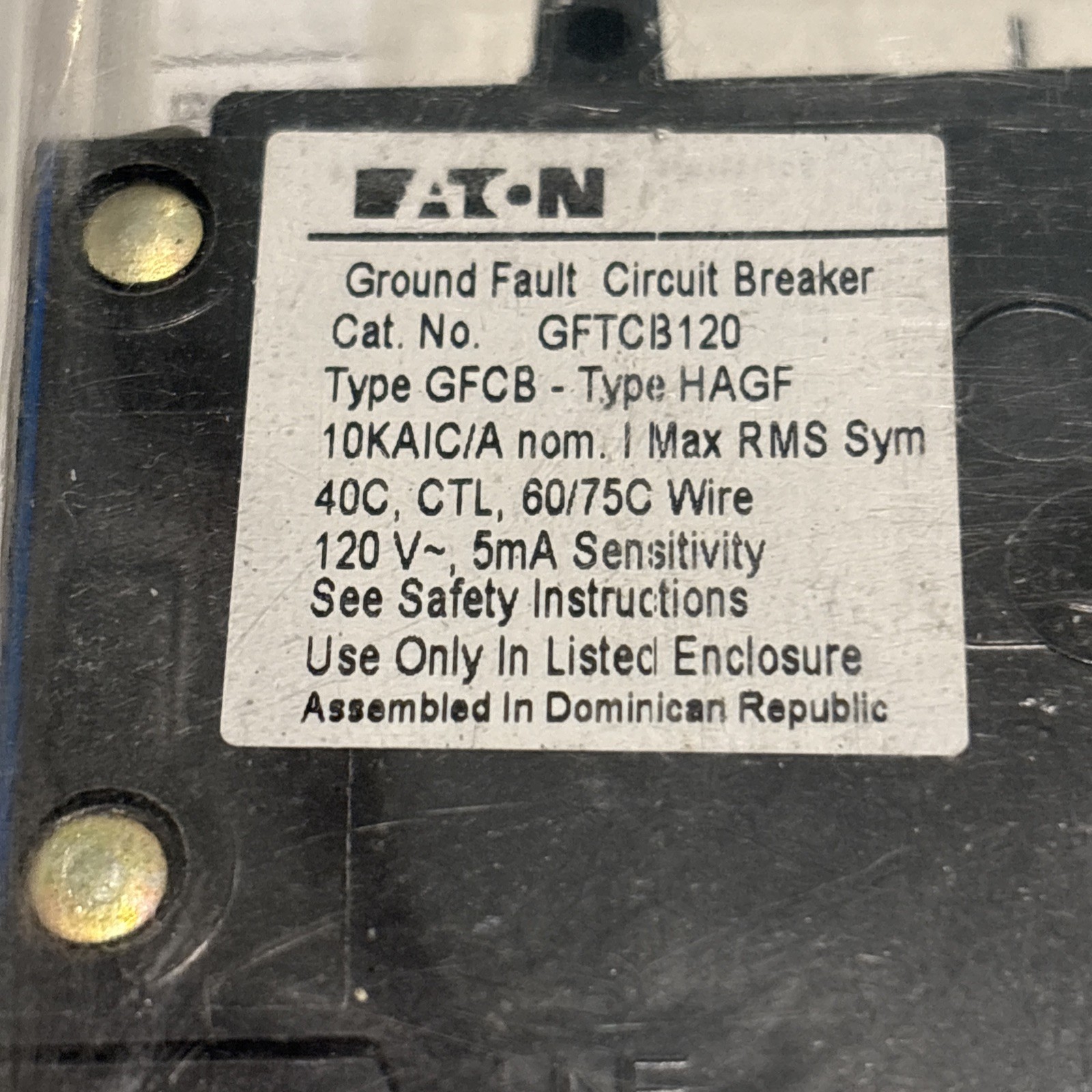 Eaton BR Type GFCI Circuit Breaker 20A 120V 1-Pole Self Test GFTCB120CS, NEW
