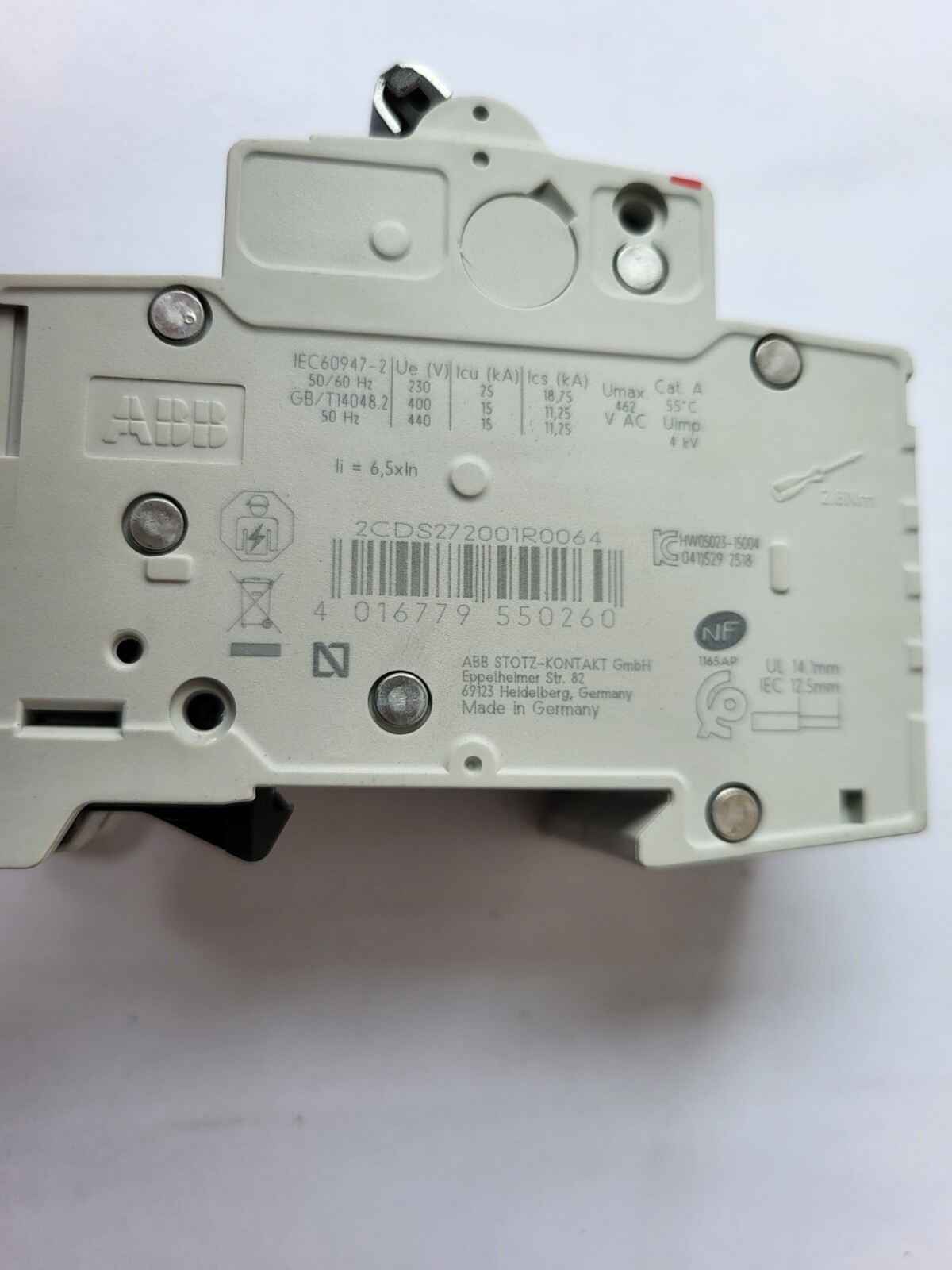 ABB S202M-C6 2CDS272001R0064 2 POLE CIRCUIT BREAKER (BR5.5BB2)