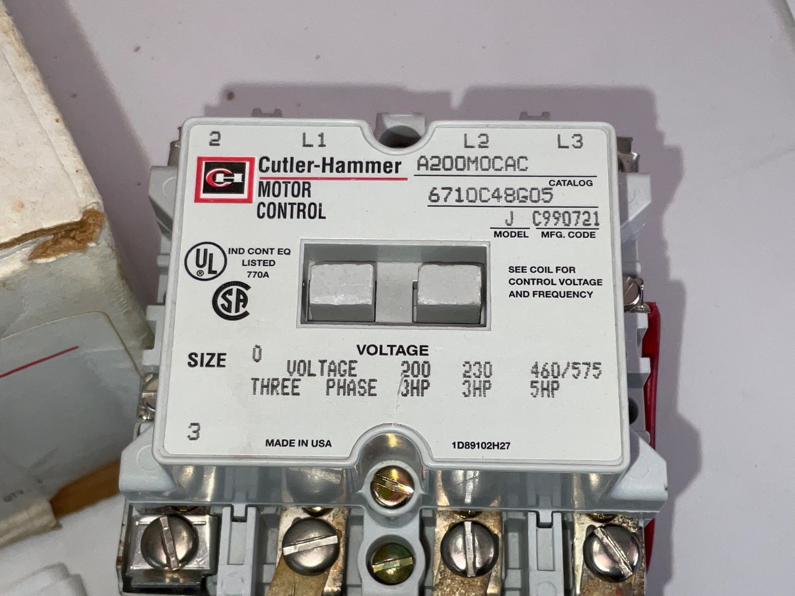 NIB – Eaton – A200M0CAC – Non-Reversing Starter For Motor Control