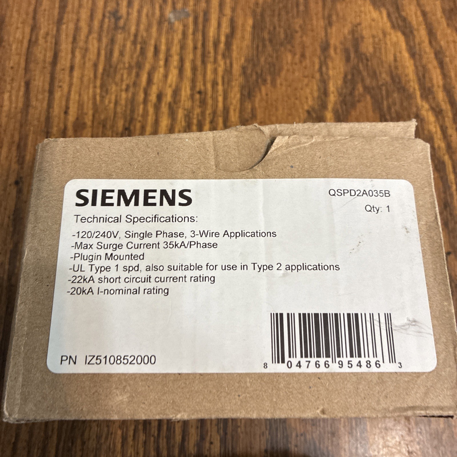 Siemens BoltShield QSPD2A035B 120 240 V 35kA 2 Pole Surge Protective Protector