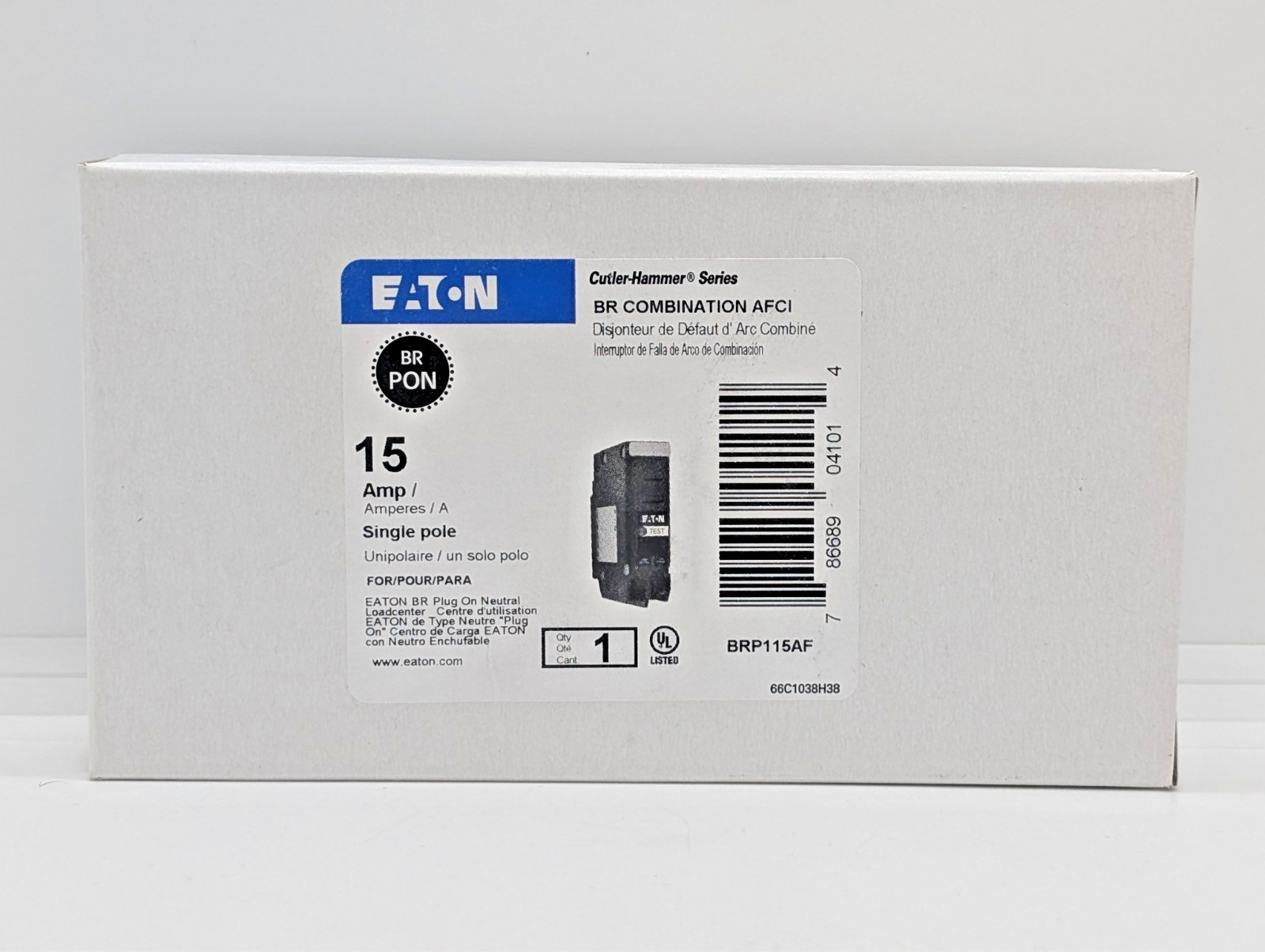 Eaton BRP115AF 120/240V 15A Single Phase Circuit Breaker – NEW IN BOX!