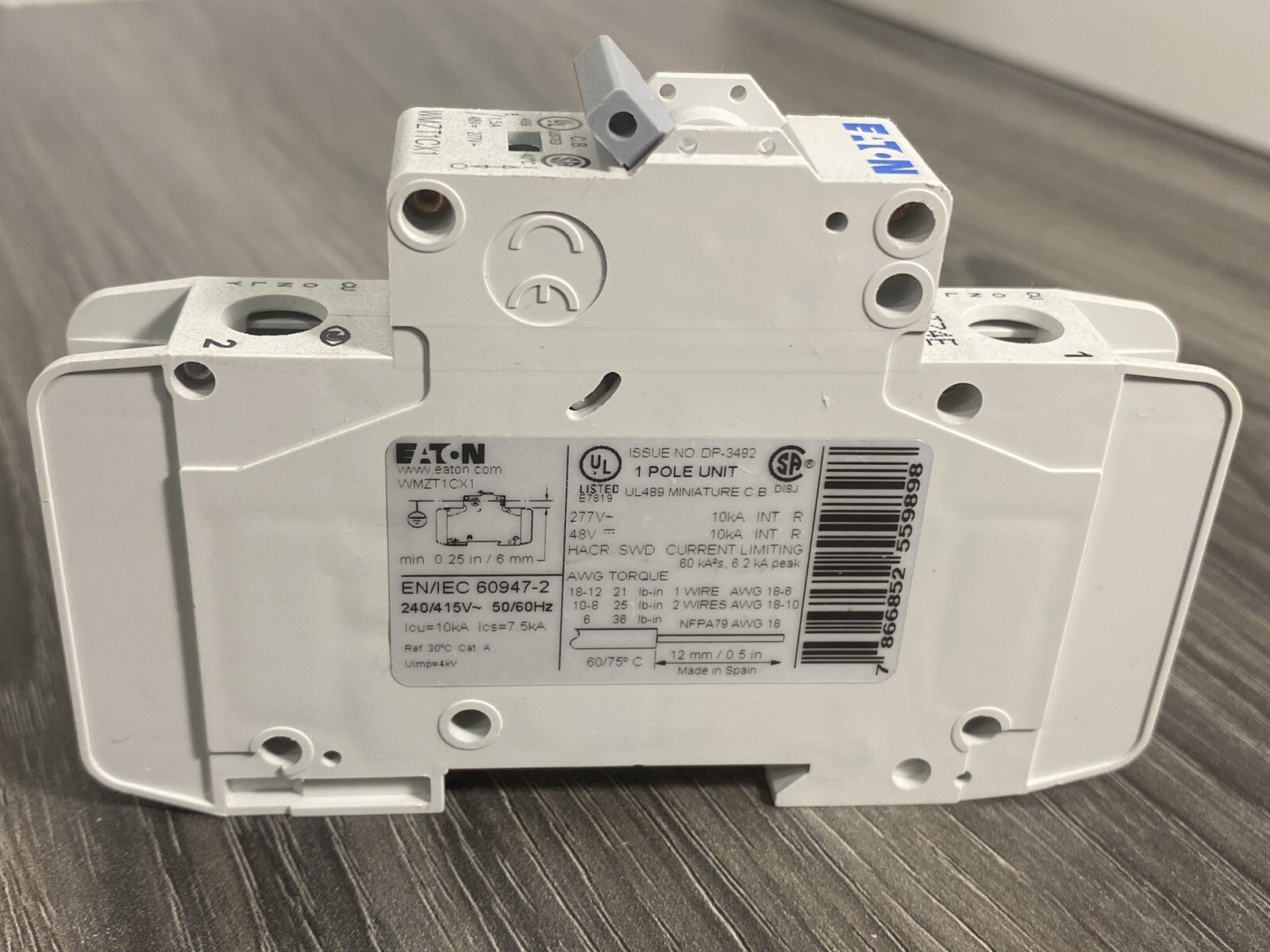 New Eaton WMZT1CX1 Miniature Circuit Breaker 1.5A 277V 1-Pole 48VDC – USA