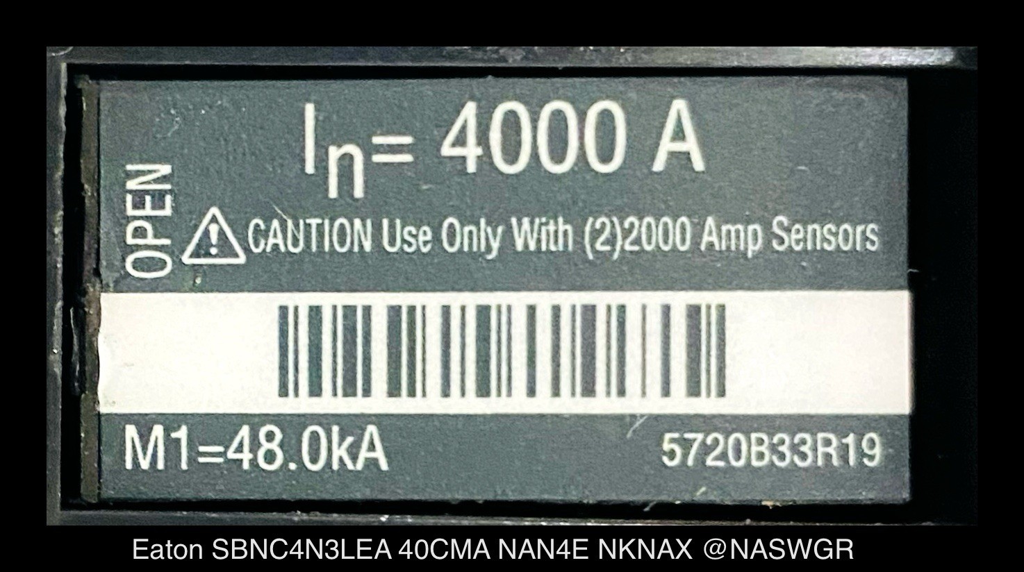 Eaton Magnum SB SBNC4N3LEA Circuit Breaker EO/DO – 4000A – Unused/Warranty