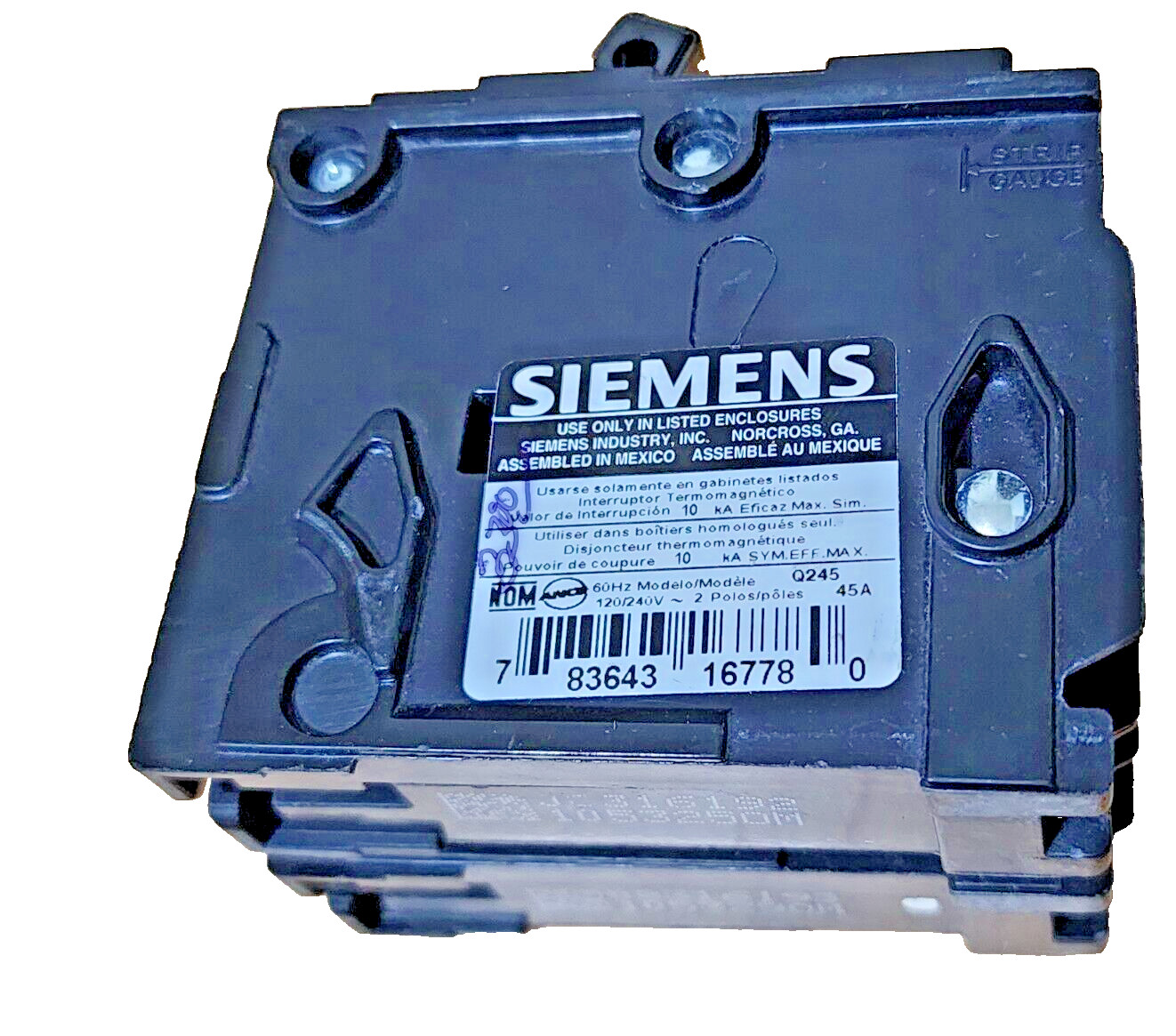 Siemens Q245, 45 Amp 2 Pole Standard Trip Circuit Breaker 120/240Vac